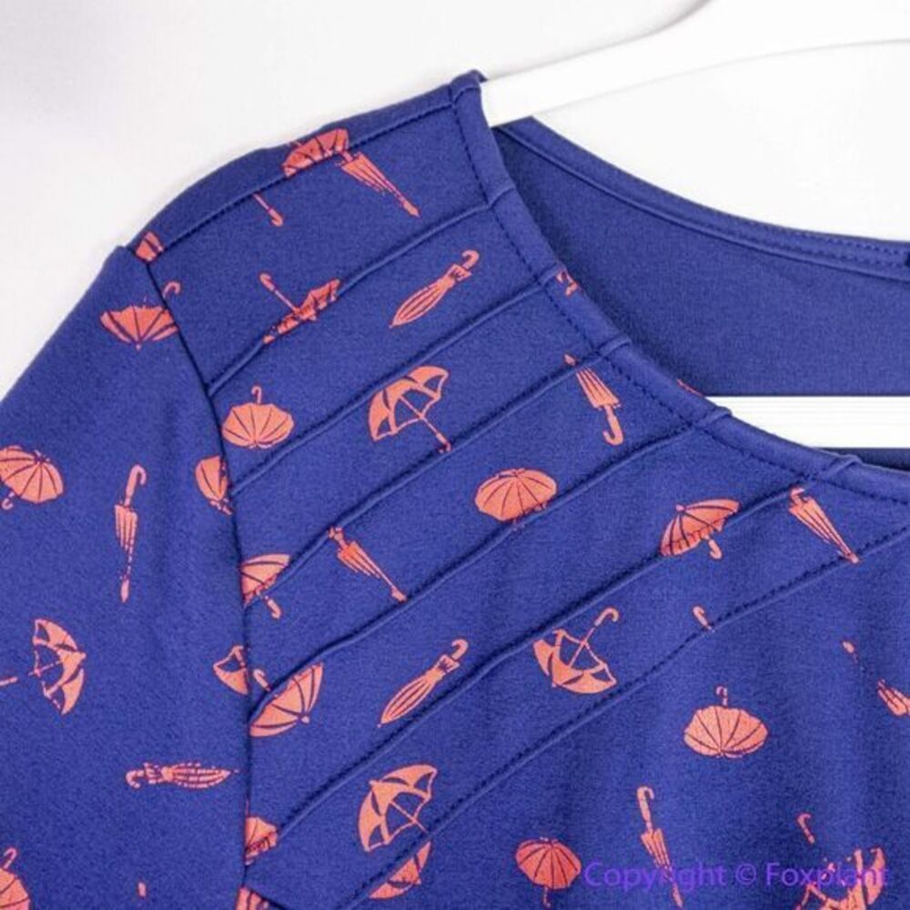 Unique Vintage‎ Gwynnie Bee Umbrella Print Navy Dress, plus size 0X - Picture 8 of 16